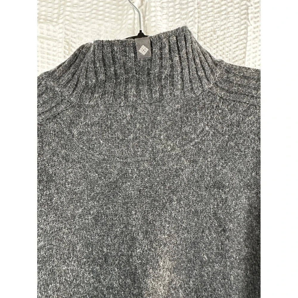 Columbia Mens Gray Wool Blend Quarter Zip Mock‎ Neck Sweater Elbow Patch XL